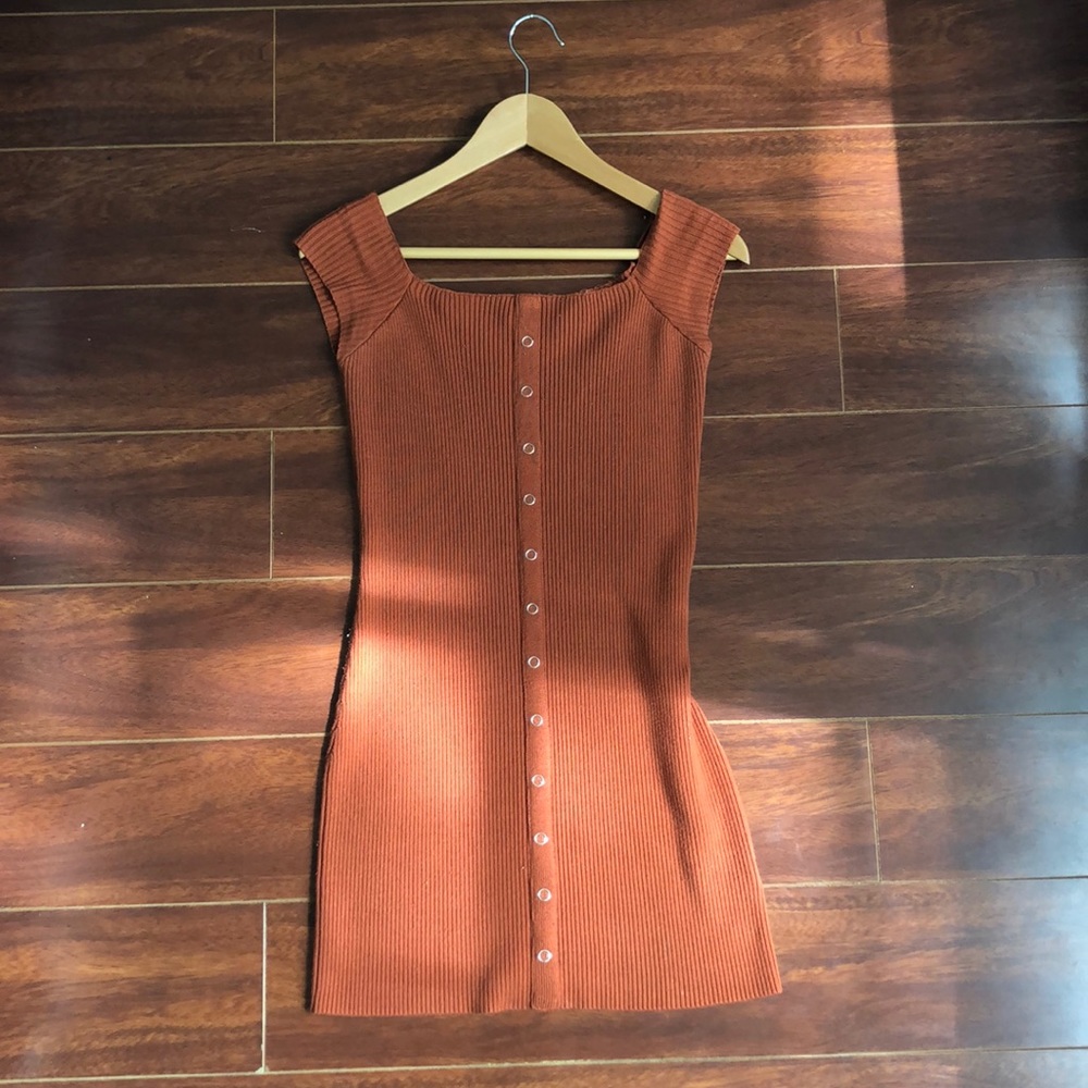 Burnt orange mini bodycon dress